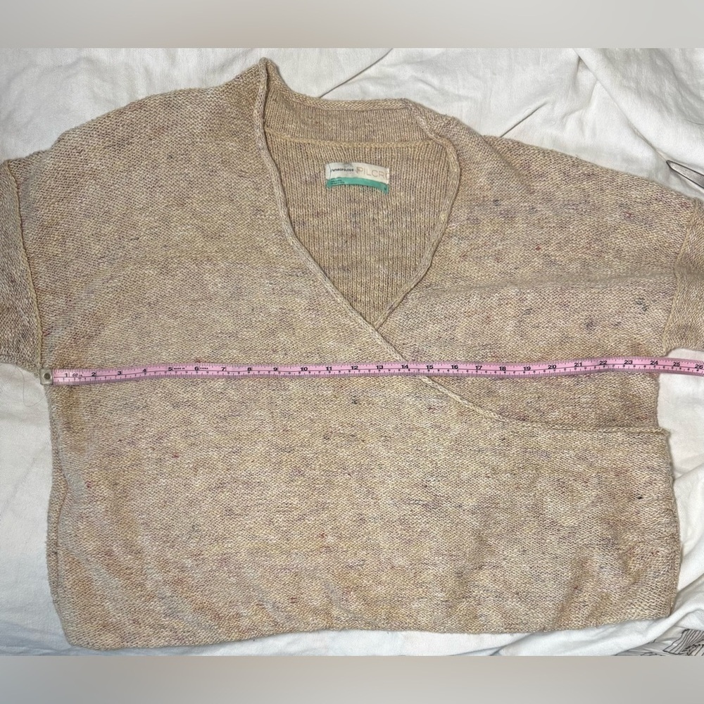 Anthropologie Pilcro Drew Surplice Beige Patterned Women's Sweater Size 1X - Picture 7 of 12